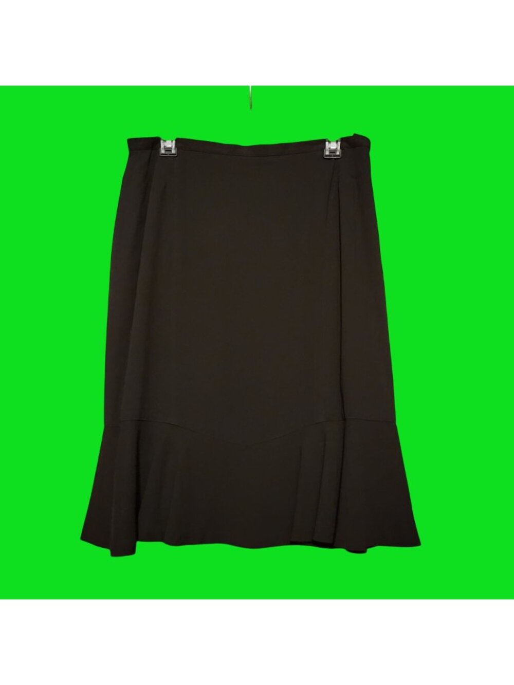 Jones New York Black Knee-Length Skirt With Pleated Hem Size 10 Acetate Blend